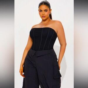 Fashion Nova Flirty Cargo Jumpsuit Size 1X Corset waist w/wide leg bottom NWT